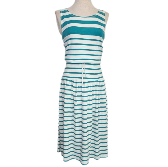 TraVerse Dresses & Skirts - TraVerse Dress Striped Sleeveless Cotton Poly Blend Sundress Green Size M